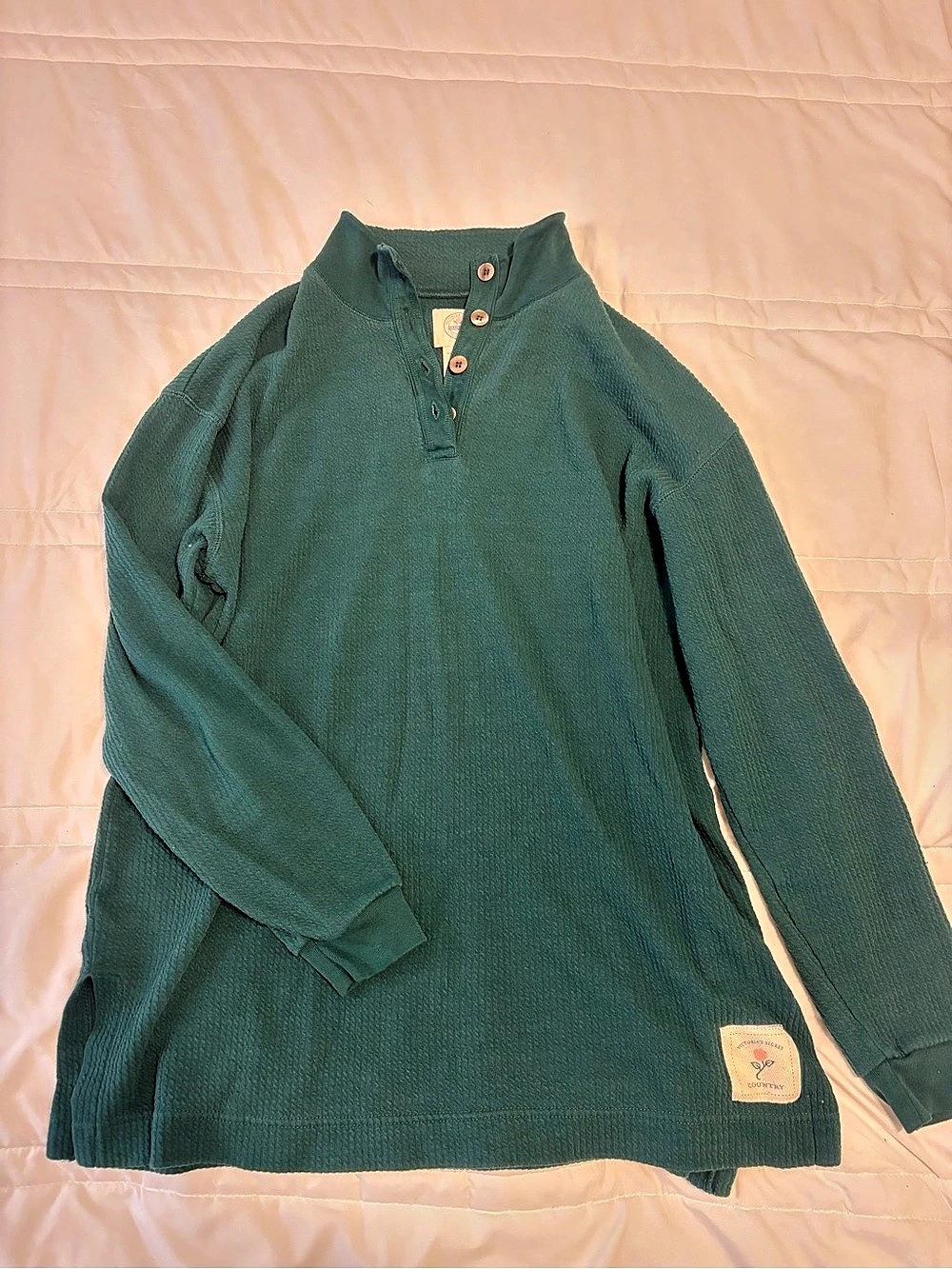 Victoria's Secret Country Womens Cotton Long Sleeve Button Up Shirt in Green Siz
